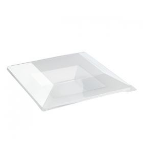 Assiette réemployable plastique PP carrée creuse givrée micro-ondable  215x215mm H40mm 350ml - 60Pcs