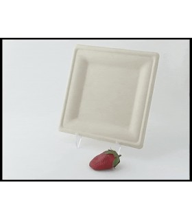 Assiette carrée blanche en pulpe  205x205mm - 500Pcs