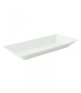 Assiette rectangulaire blanche en pulpe   260x130mm H28mm 500ml - 500Pcs