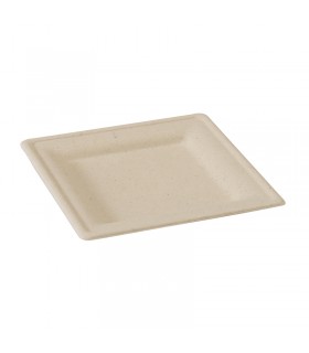 Assiette carrée brune en pulpe 200x200mm - 500Pcs