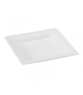 Assiette carrée blanche en pulpe  260x260mm H20mm - 250Pcs