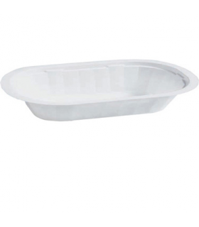 Barquette plastique PP blanche oblongue micro-ondable et scellable 159x102mm H25mm - 2100Pcs