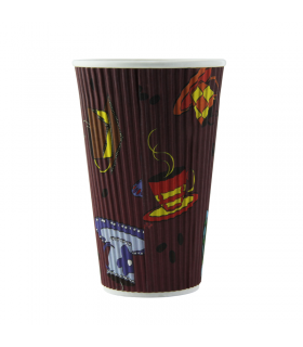 Gobelet carton double paroi décor "Tea Cup"   H135mm 400ml - 500Pcs