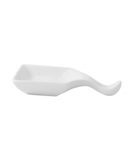 Mini cuillère carrée en porcelaine blanc  96x53mm H15mm - 24Pcs