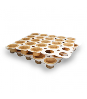 Plateau cuisson carton avec 25 moules mini cake en papier kraft alvéolé 285x285mm H25mm - 50Pcs