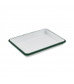 Plateau Enamel blanc en acier émaillé à bord vert  165x122mm H25mm - 12Pcs