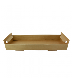 Plateau en carton kraft brun avec poignées  390x150mm H44mm - 200Pcs