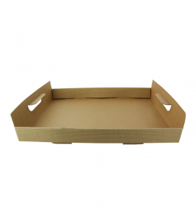 Plateau en carton kraft brun avec poignées  310x310mm H42mm - 100Pcs