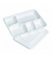 Plateau repas pulpe 5 compartiments avec couvercle  282x220mm H37,5mm - 200Pcs