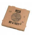 Boîte à pizza carton brun décor "Hot and Tasty" 290x290mm H40mm - 100Pcs