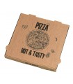 Boite à pizza carton brun 350 gsm décor "Hot and Tasty"  330x330mm H40mm - 100Pcs