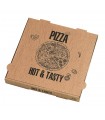 Boite à pizza carton brun, décor "Hot and Tasty"  260x260mm H40mm - 100Pcs