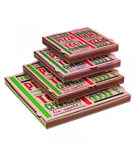 Boîte à pizza carton brun décor "Une bonne pizza" 290x290mm H40mm - 100Pcs