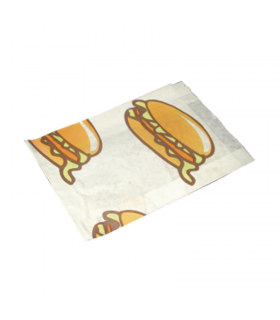 Sac papier ingraissable décor burger  140x50mm H220mm - 1000Pcs