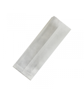 Sac sandwich blanc ingraissable en papier kraft à fenêtre cristal et 6 cm de soufflet 110x40mm H310mm - 1000Pcs