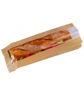 Sac sandwich papier brun à fenêtre 120x40mm H340mm - 1000Pcs