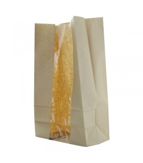 Sac SOS papier kraft brun avec fenêtre  225x120mm H375mm - 500Pcs