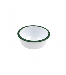 Bol Enamel blanc en acier émaillé  à bord plat et vert   H50mm 300ml - 12Pcs