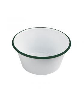 Bol Enamel blanc en acier émaillé  à bord plat et vert   H90mm 1500ml - 12Pcs