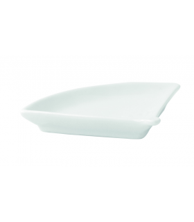 Mini plat éventail en porcelaine blanc  100x76mm H14mm - 24Pcs