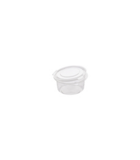 Pot Deli rond PET avec couvercle plat attaché   H60mm 400ml - 600Pcs