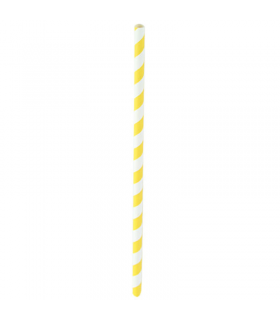 Chalumeau papier jaune/blanc  6mm  H210mm - 600Pcs