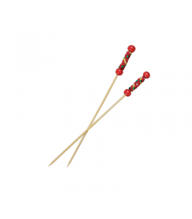 Pique bambou Fuji avec une extrémité décor rouge  H112mm - 2000Pcs