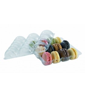 Insert plastique PET transparent 12 macarons (3x4) avec fermeture  152x138mm H20mm - 150Pcs