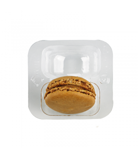 Insert plastique PET transparent 2 macarons avec fermeture clipsable  69x64mm H23mm - 250Pcs