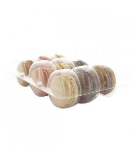 Insert plastique PET transparent 9 macarons (3x3) avec fermeture clipsable  110x160mm H20mm - 150Pcs