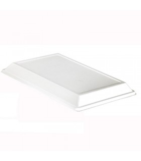 Couvercle dôme rectangulaire blanc en pulpe de canne 410x280mm H37mm - 25Pcs