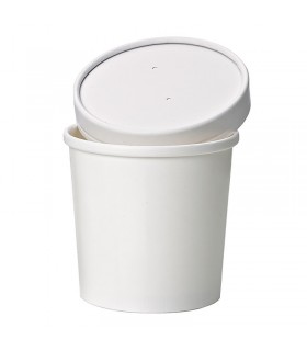 Pot carton blanc chaud et froid avec couvercle carton   H100mm 470ml - 250Pcs