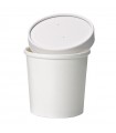 Pot carton blanc chaud et froid avec couvercle carton   H100mm 470ml - 250Pcs