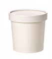 Pot carton blanc chaud et froid avec couvercle carton   H140mm 960ml - 250Pcs