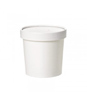 Pot carton blanc chaud et froid avec couvercle carton   H85mm 350ml - 250Pcs