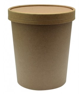 Pot carton brun chaud et froid avec couvercle carton   H135mm 940ml - 250Pcs