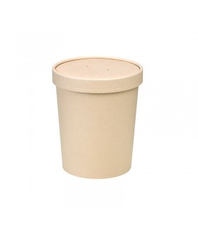 Pot carton fibre de bambou chaud et froid avec couvercle   H140mm 940ml - 250Pcs