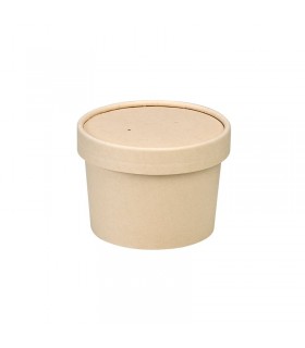 Pot carton fibre de bambou chaud et froid avec couvercle   H75mm 240ml - 500Pcs