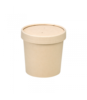 Pot carton fibre de bambou chaud et froid avec couvercle   H86mm 350ml - 500Pcs