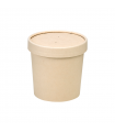 Pot carton fibre de bambou chaud et froid avec couvercle   H86mm 350ml - 500Pcs