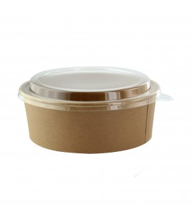 Saladier en carton kraft avec couvercle en plastique PET  H65mm 1200ml - 200Pcs