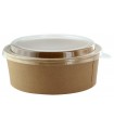 Saladier rond en carton kraft avec couvercle plastique PET "Buckaty"  H65mm 1200ml - 200Pcs