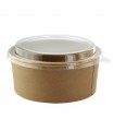 Saladier rond en carton kraft avec couvercle plastique PET Buckaty  H75mm 1200ml - 200Pcs