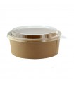 Saladier rond en carton kraft avec couvercle plastique PP "Buckaty"   H65mm 1200ml - 200Pcs