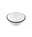 Bol Enamel blanc en acier émaillé  à bord vert   H70mm 470ml - 12Pcs