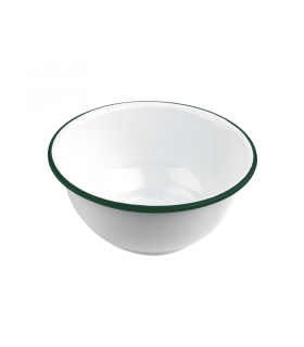 Bol Enamel blanc en acier émaillé  à bord vert   H90mm 1500ml - 12Pcs