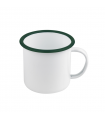 Mug Enamel blanc en acier émaillé à bord vert   H90mm 500ml - 12Pcs