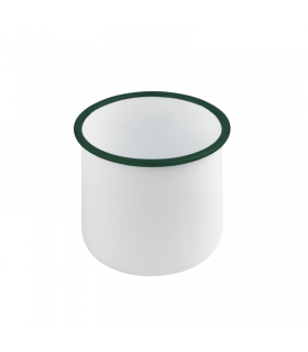 Pot enamel blanc en acier émaillé à bord droit et vert   H100mm 730ml - 12Pcs