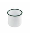 Pot enamel blanc en acier émaillé à bord droit et vert   H100mm 730ml - 12Pcs