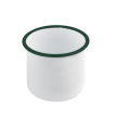 Pot enamel blanc en acier émaillé à bord droit et vert   H120mm 1200ml - 12Pcs